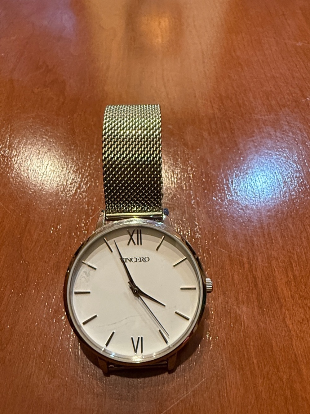 Vincero Men's women’s unisex Silver Mesh Watch with White Dial